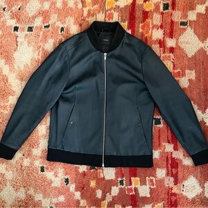 Theory Men's Black Lambskin Bomber Jacket XL